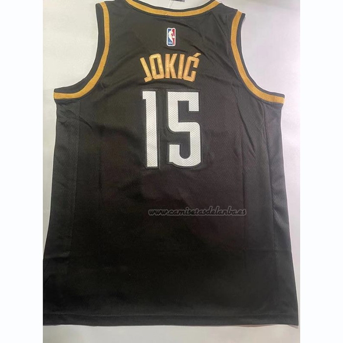 Camiseta Denver Nuggets Nikola Jokic NO 15 Ciudad 2023 NBA Finals Negro